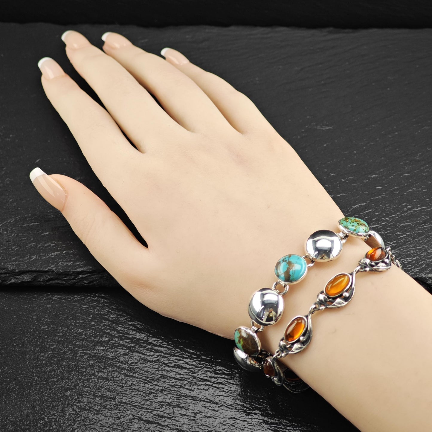 Mexico Turquoise Modernist Bracelet Sterling Silver