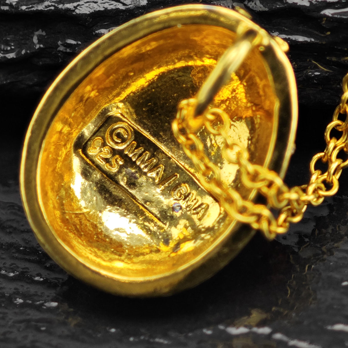 MMA Enamel CZ Lady Bug Gold-Plated Sterling Silver Pendant & Chain P3084