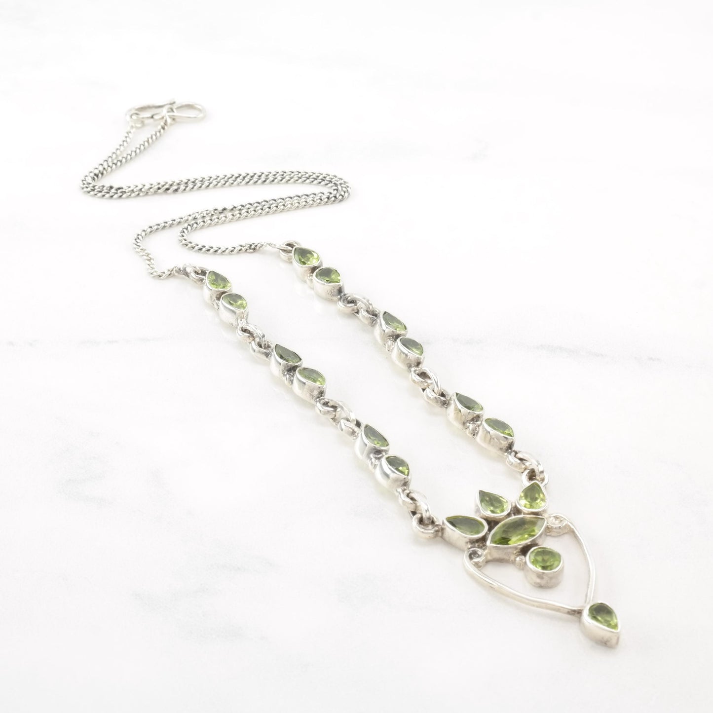 Peridot Sterling Silver Floral Necklace N2383