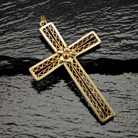 12K Gold-Filled Filigree Cross Pendant P3155