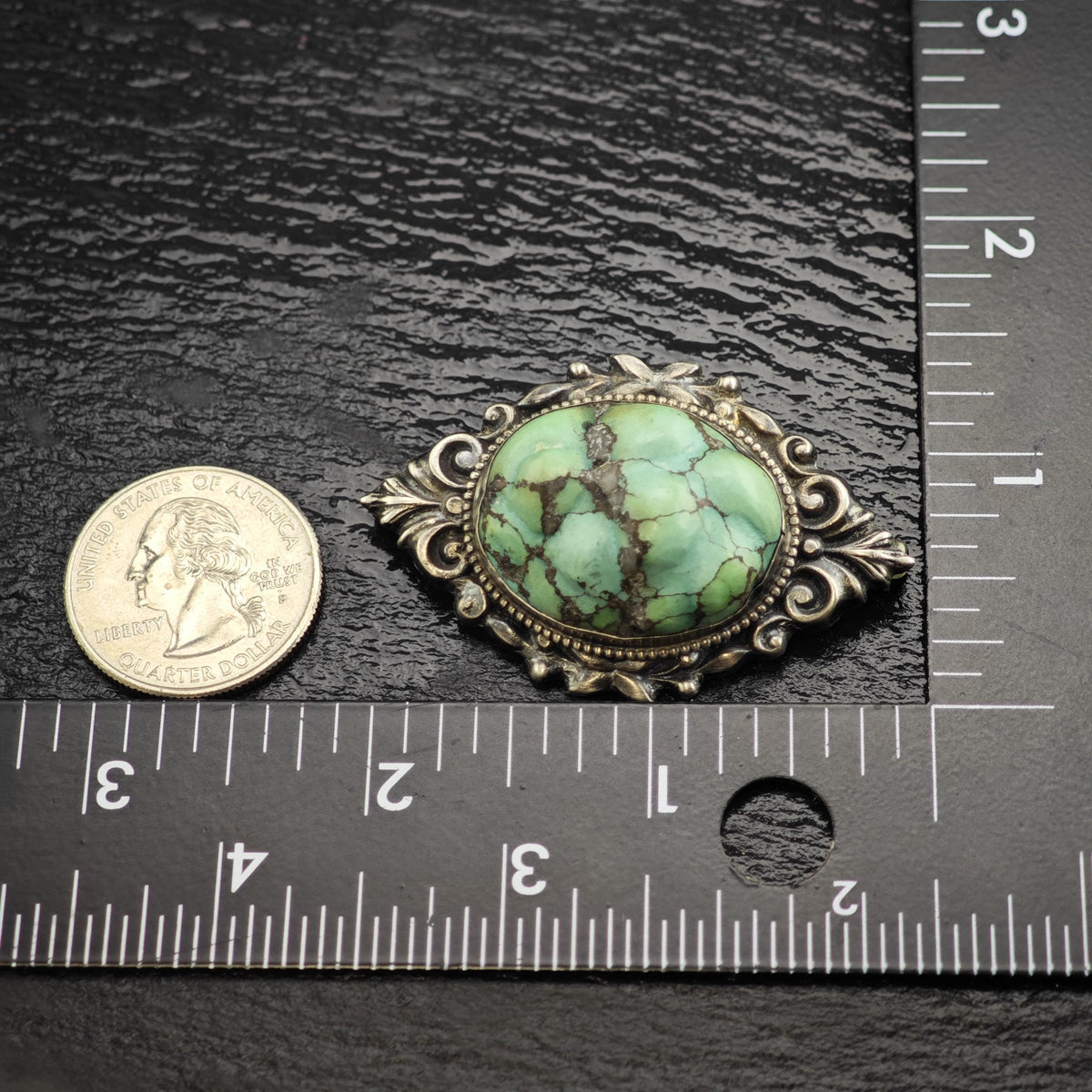 Rough Turquoise Sterling Silver Brooch B2246
