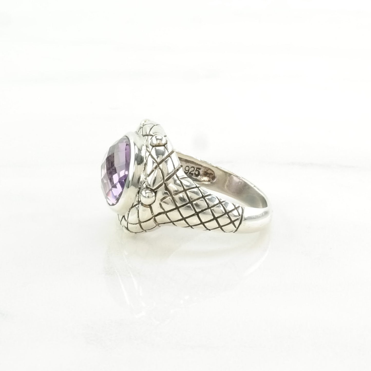 Sterling Silver Ring Created Amethyst Purple Size 7