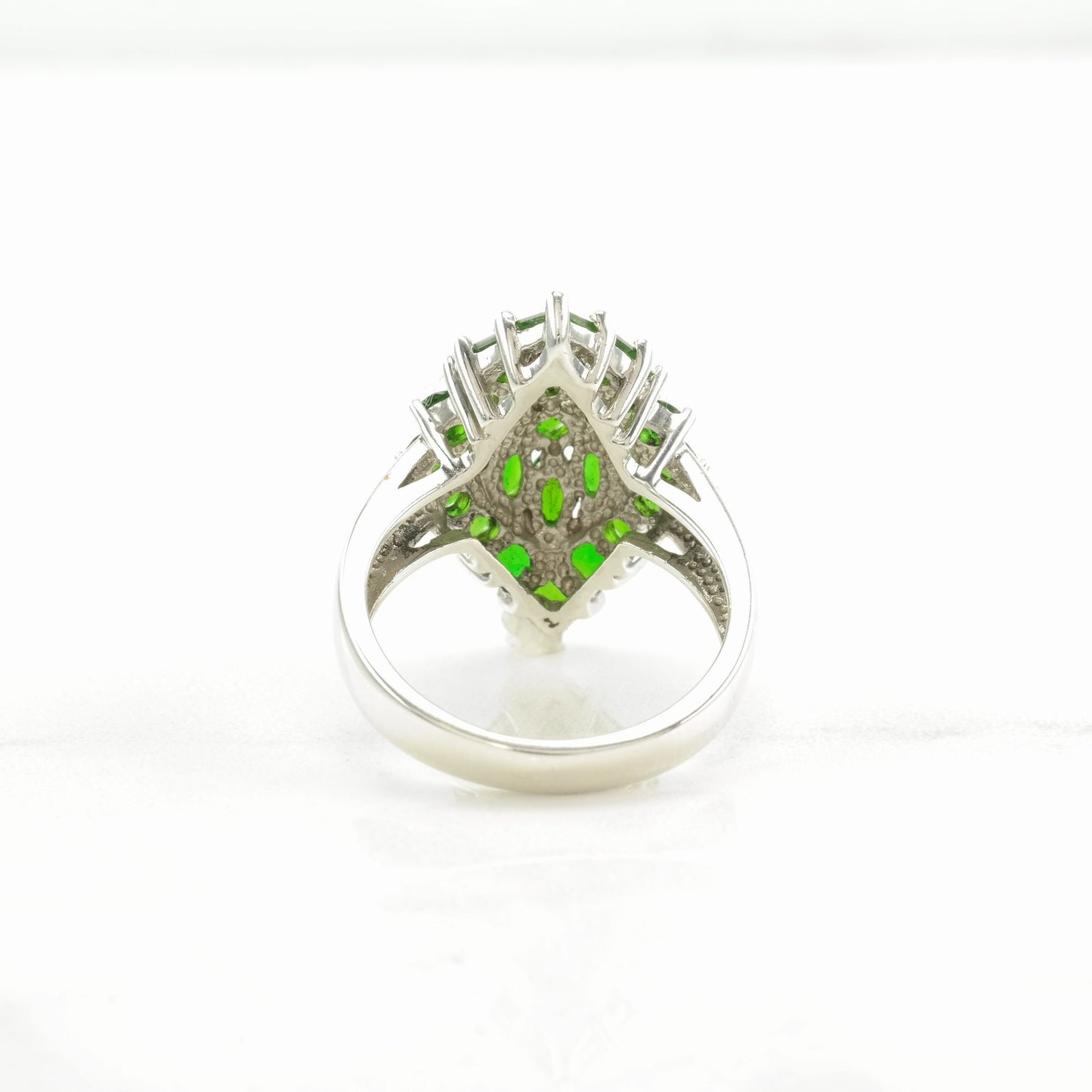 Sterling Silver Ring Chrome Diopside Cluster Green Size 7