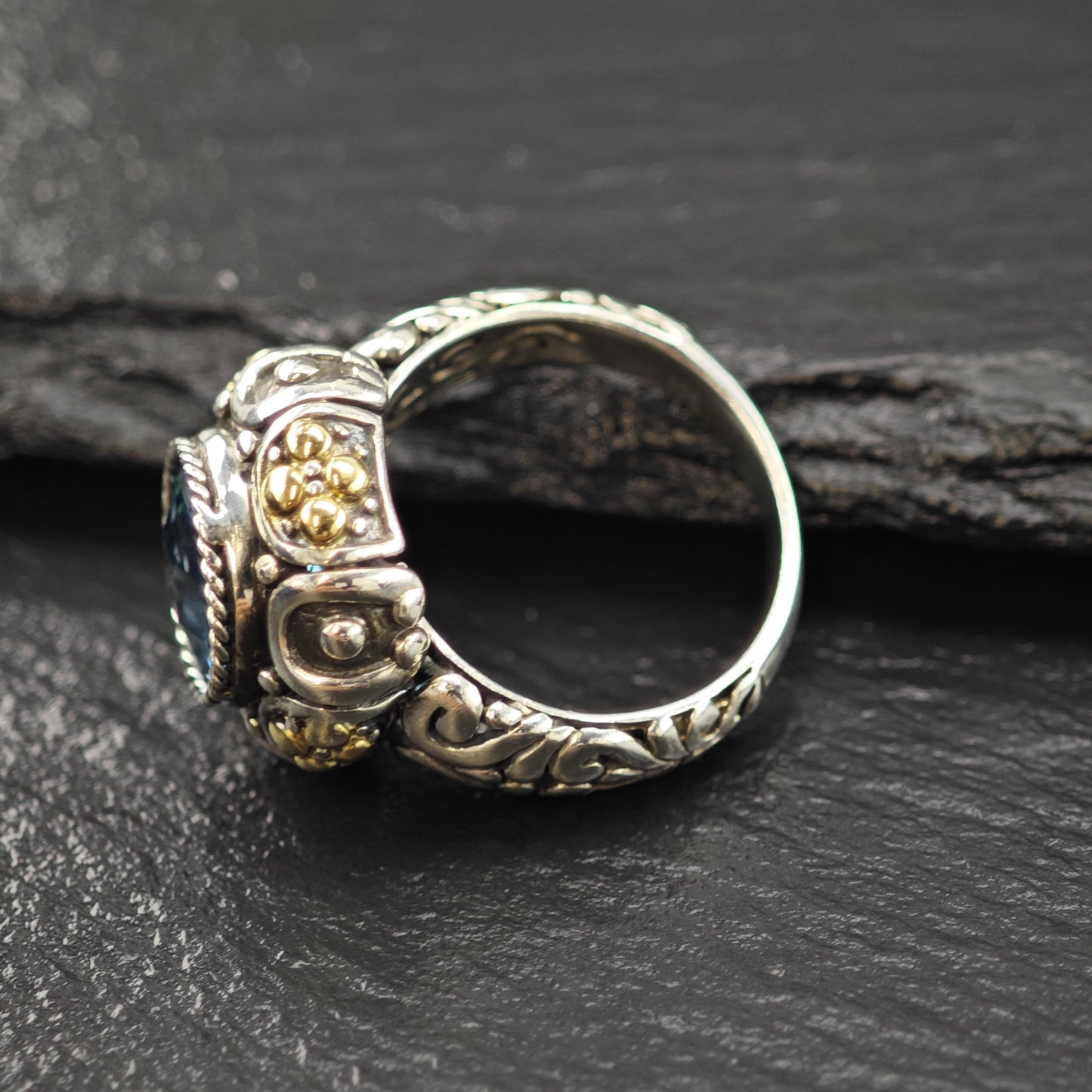 Effy Topaz 18K Gold Accent Ring Sterling Silver Sz 7 R6028