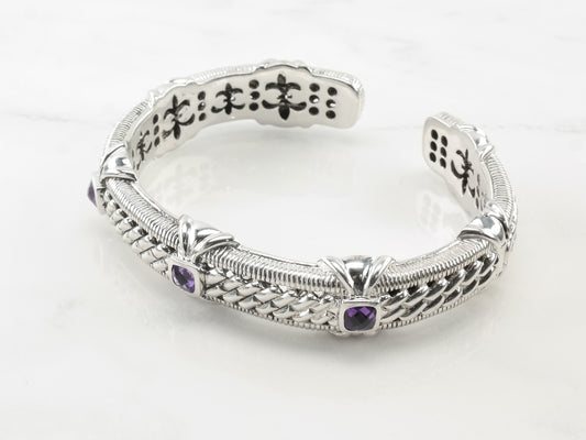 Judith Ripka Sterling Silver Cuff Bracelet Amethyst