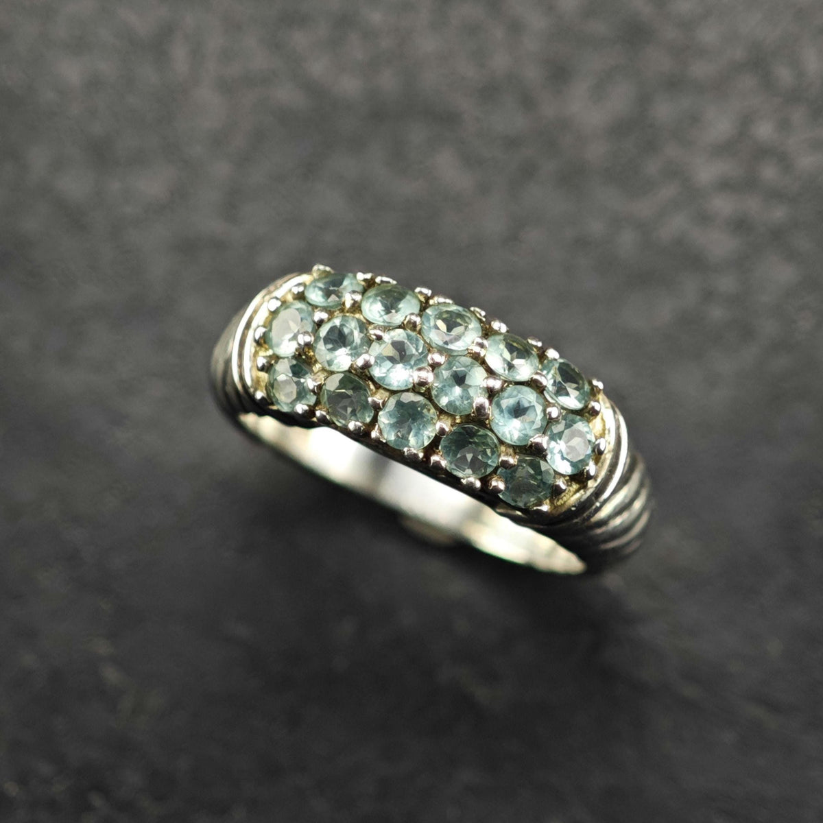 Apatite Pave Band Sterling Silver Ring Sz 6 R6834