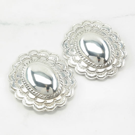 Sterling Silver Scallop Stamped Earrings Clip on