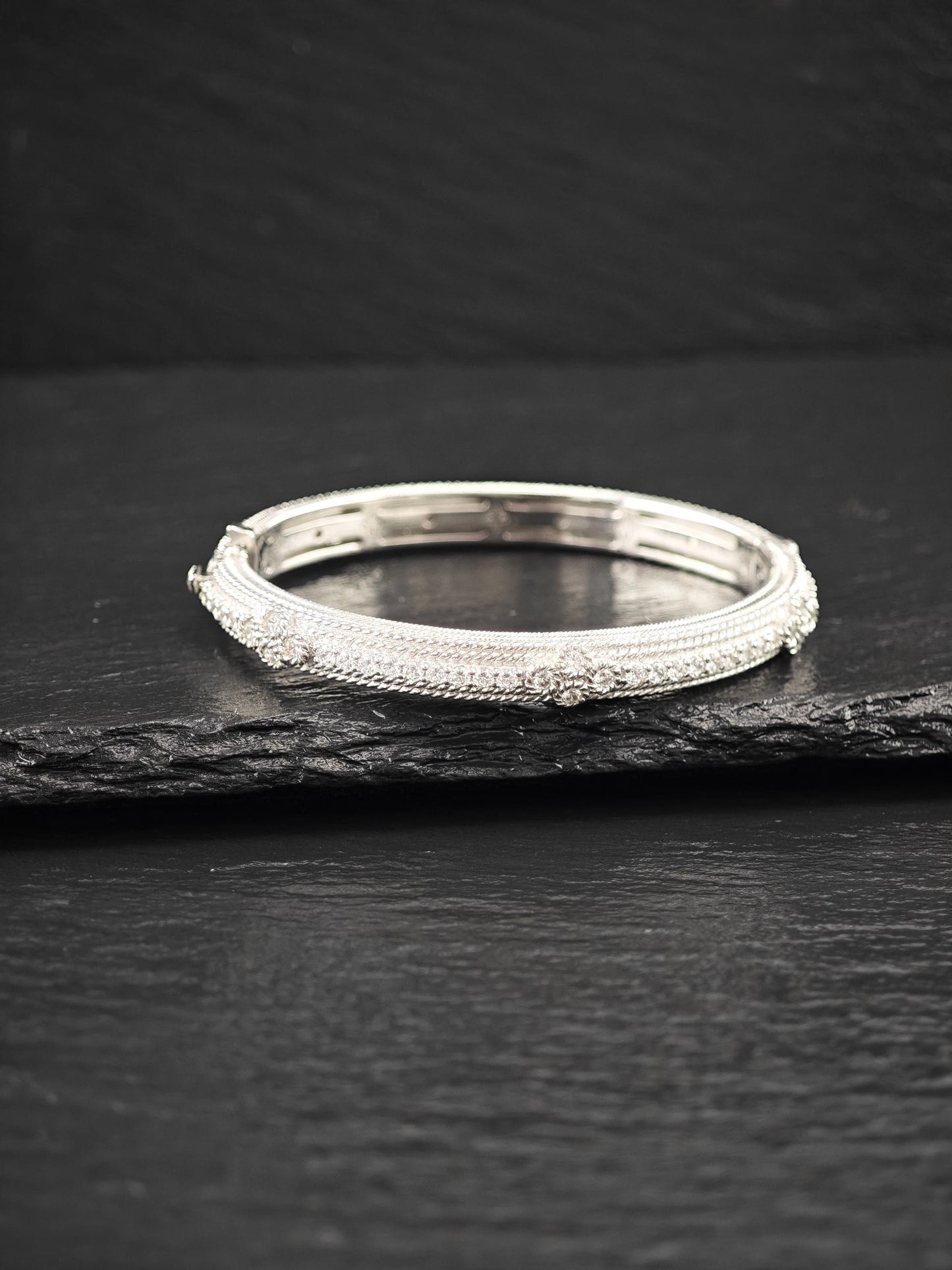 Judith Ripka DQCZ Bangle Bracelet Sterling Silver