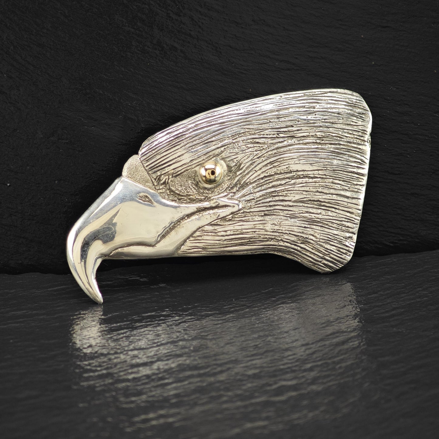 Navajo 14k Gold Eye, Eagle Head Brooch Sterling Silver