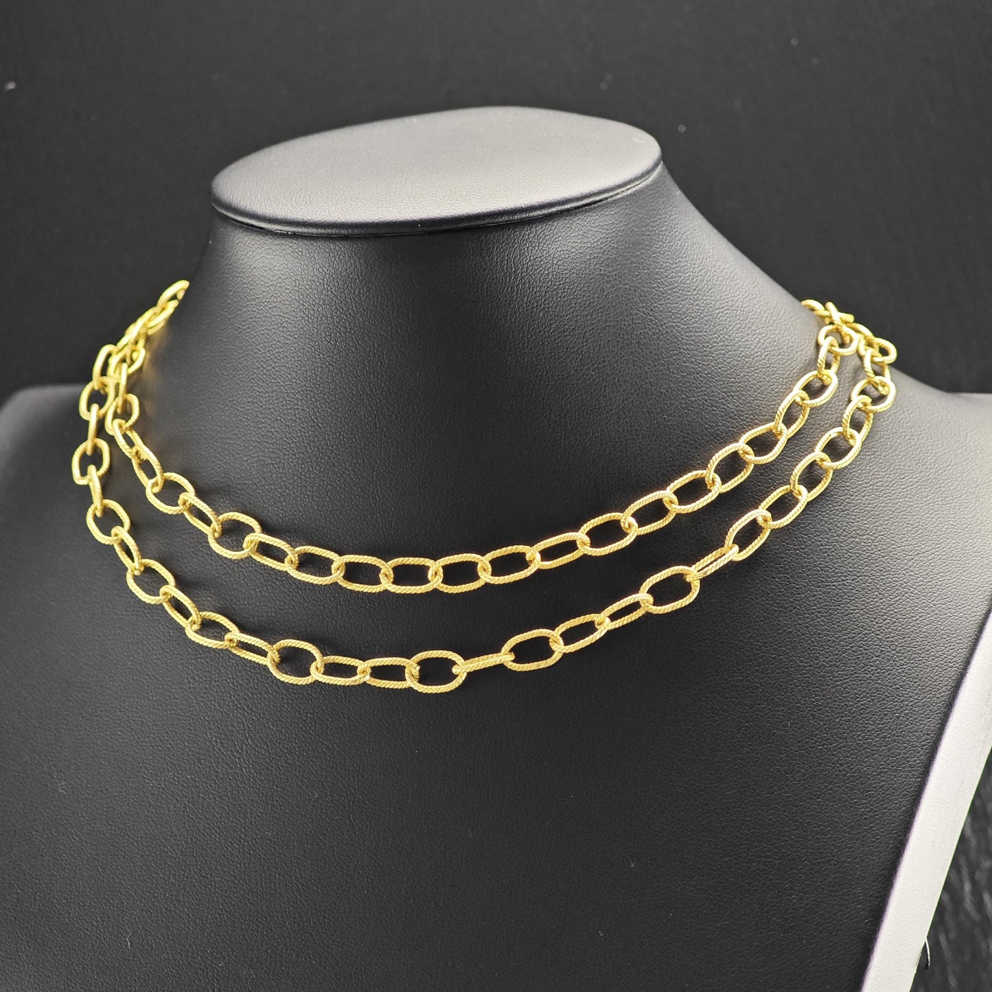 Gold Plated Twisted Oval Link Chain Sterling Silver Necklace N2753