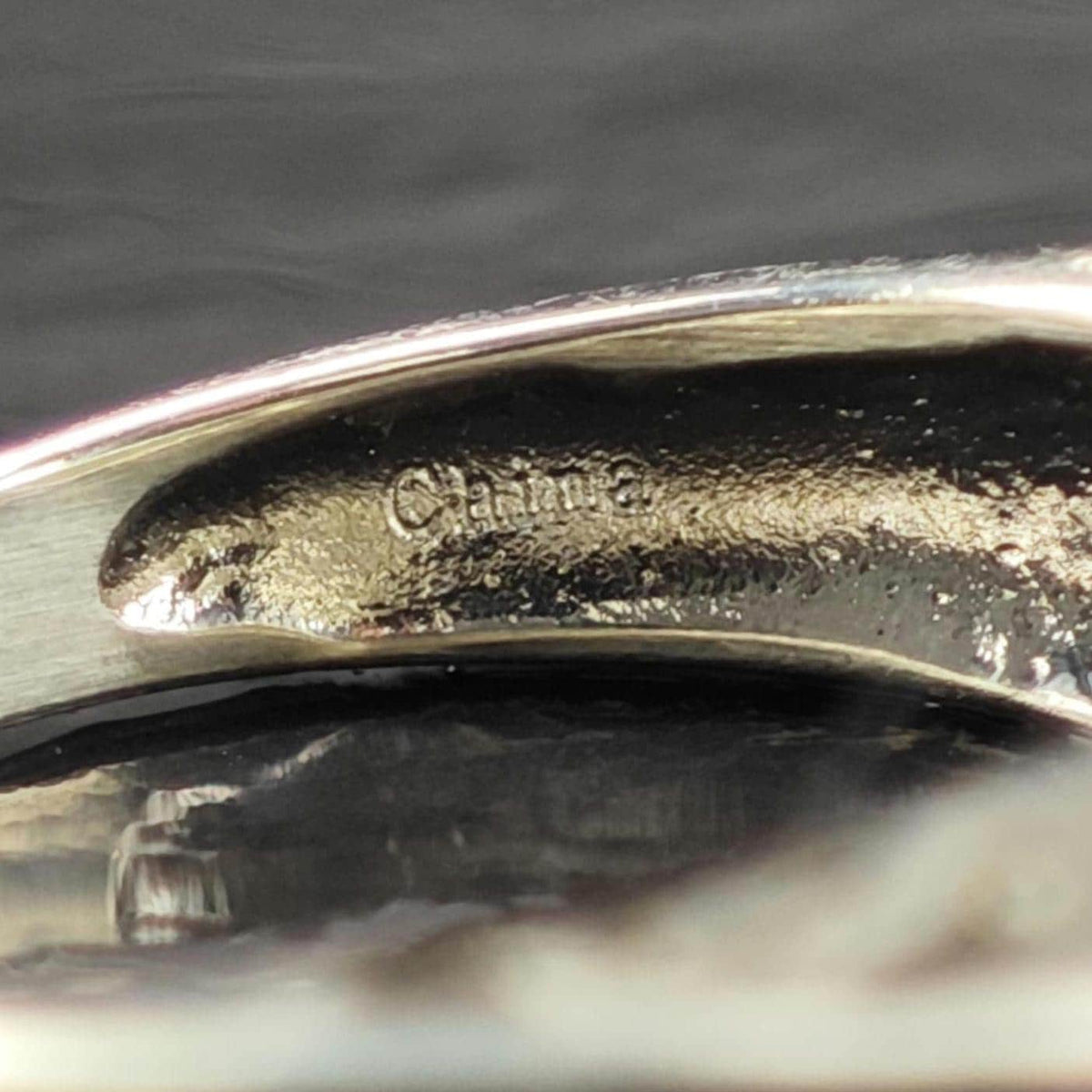 Druzy Inlay Signet Style Sterling Silver Ring Sz 6 R6816