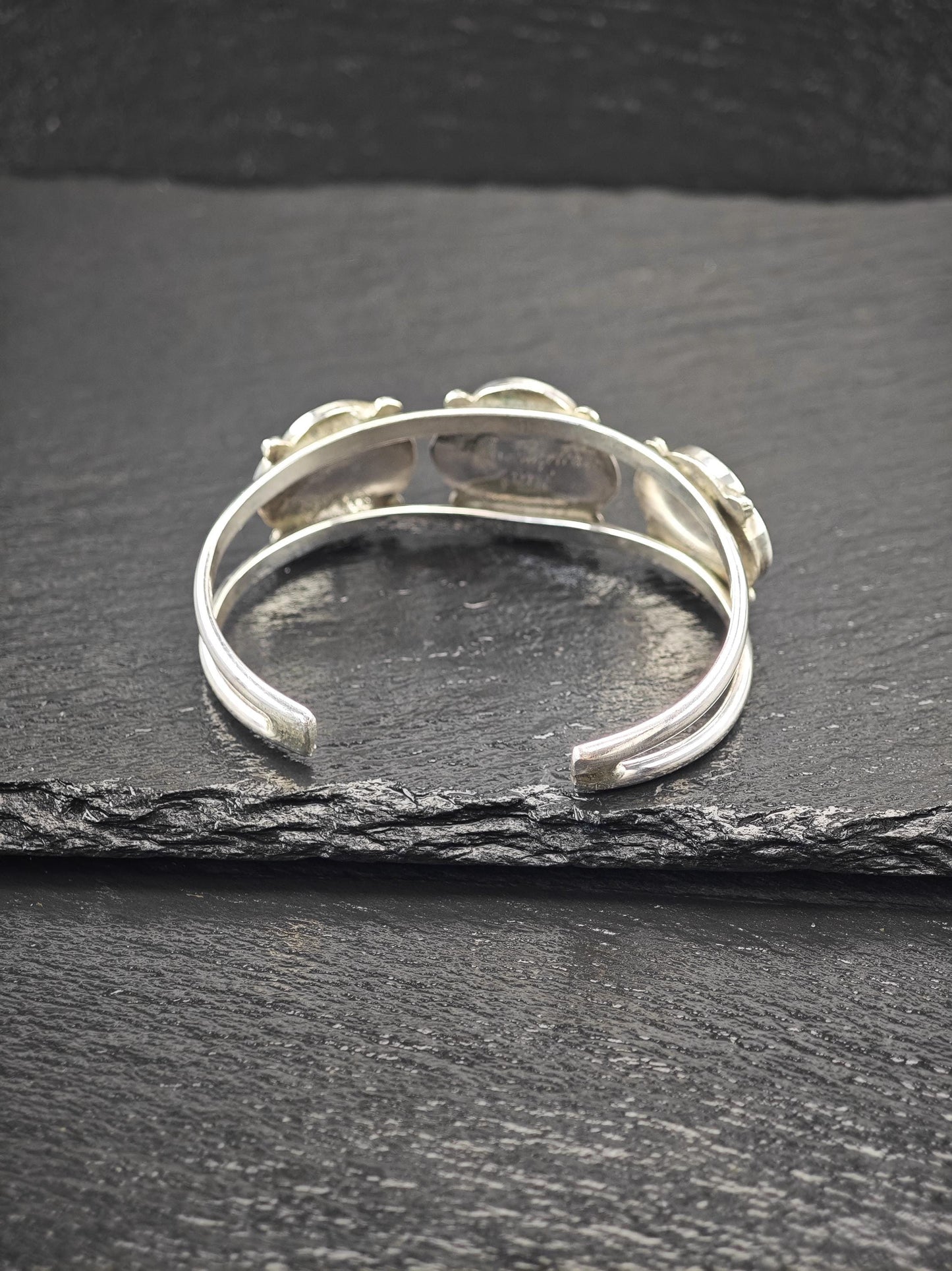 Zuni, Native American, Flower Inlay Cuff Bracelet Sterling Silver