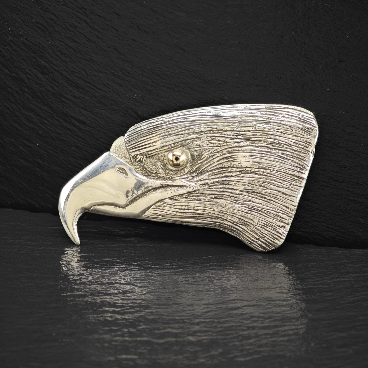 Navajo 14k Gold Eye, Eagle Head Brooch Sterling Silver
