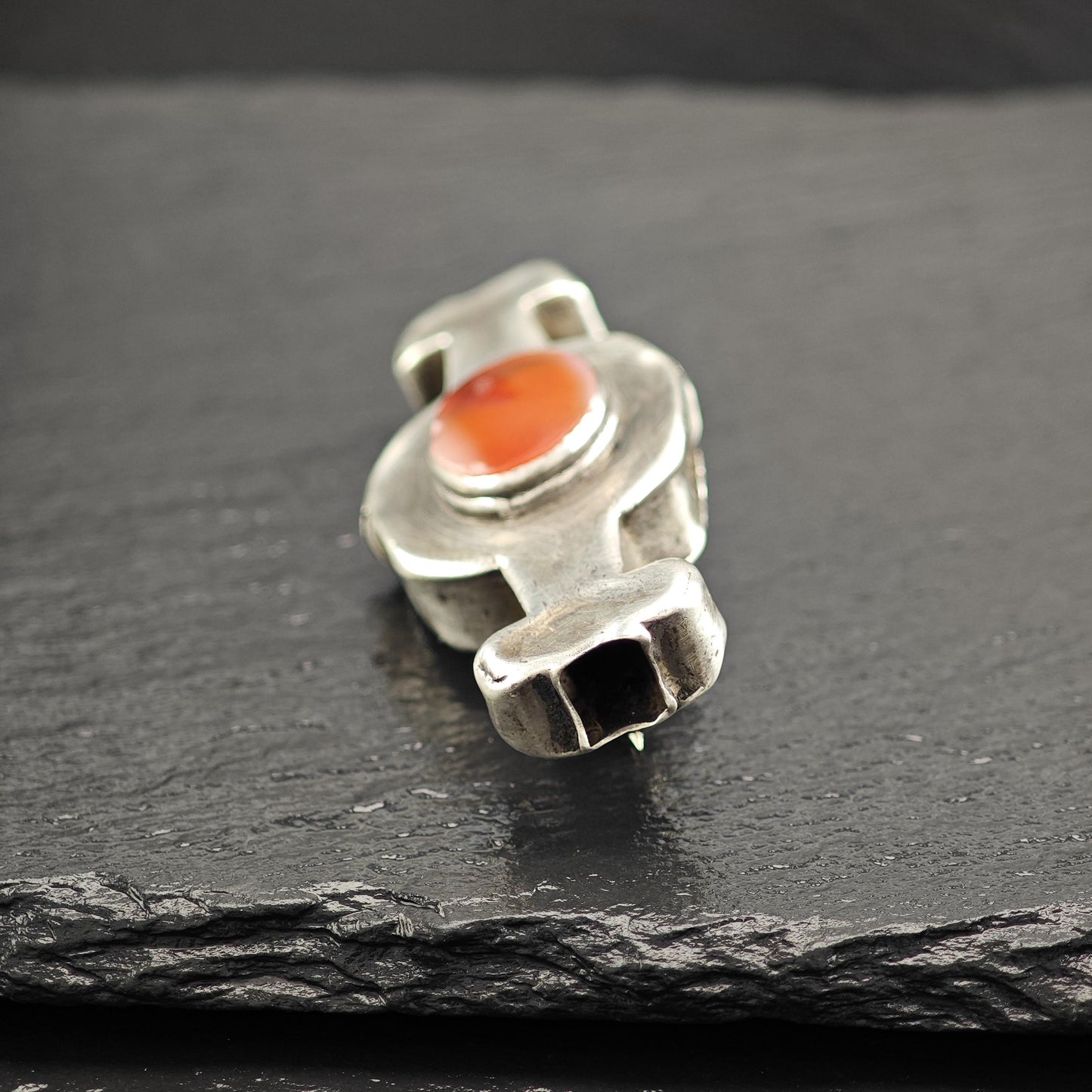 Handmade Carnelian Brooch Sterling Silver