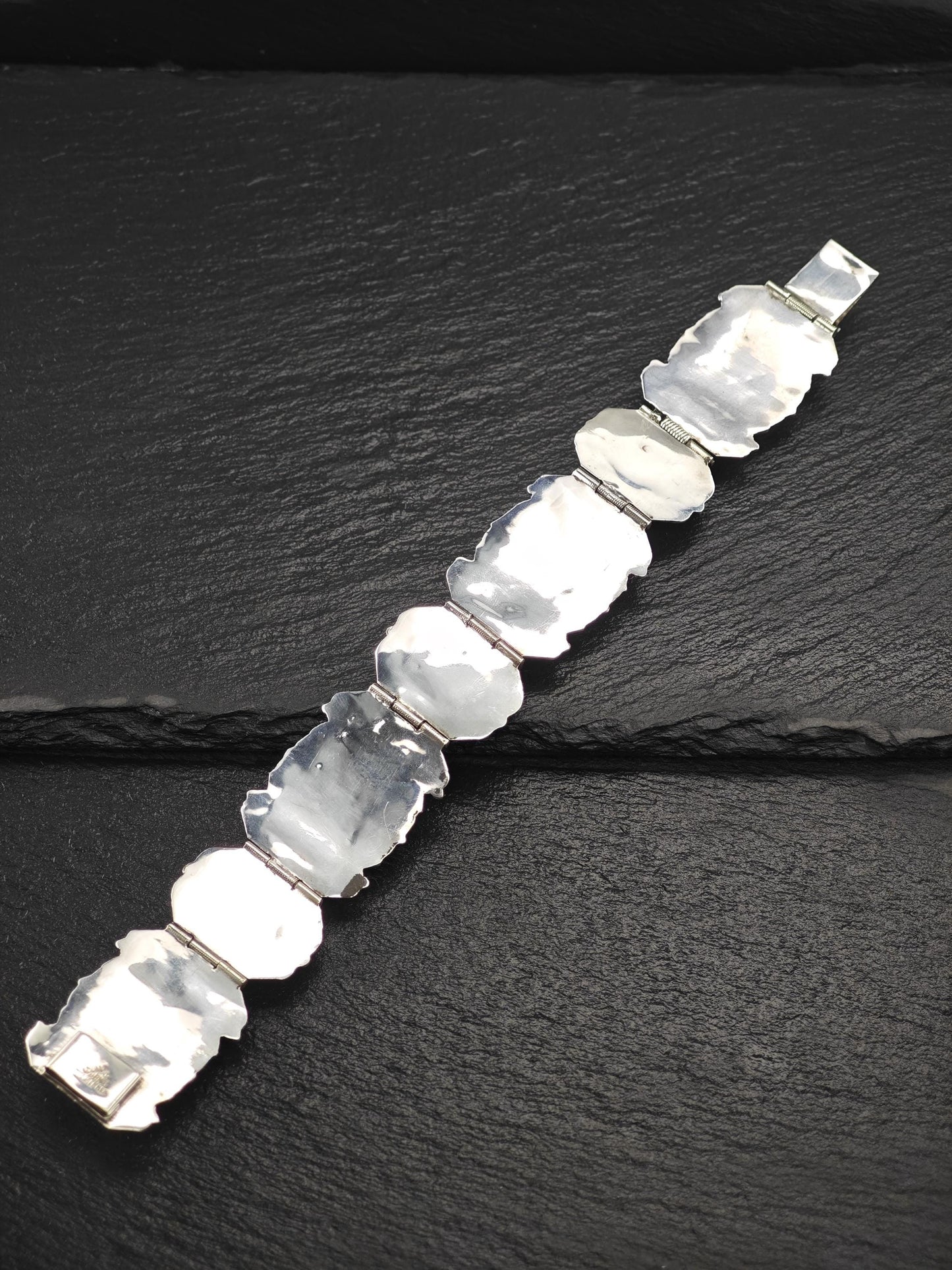 Mexico Green Onyx, Mask Panels Bracelet Sterling Silver