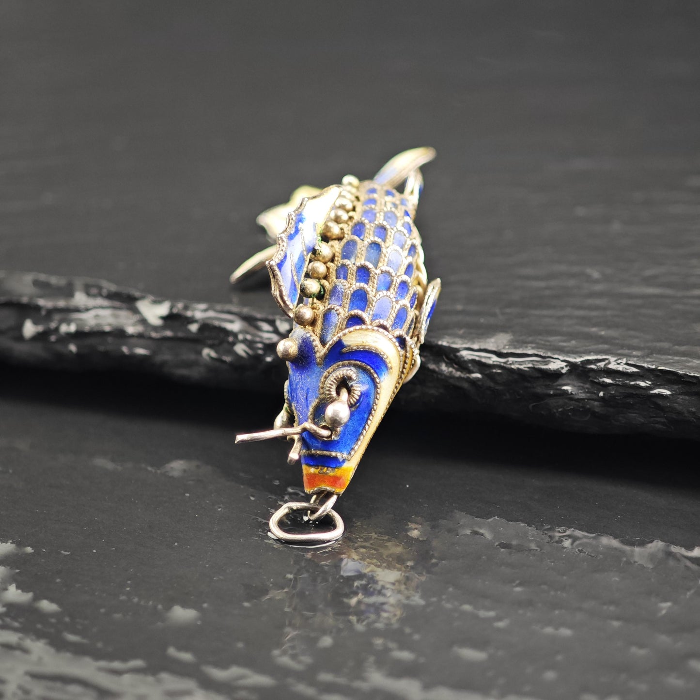Enamel Koi Fish Pendant Sterling Silver P3039