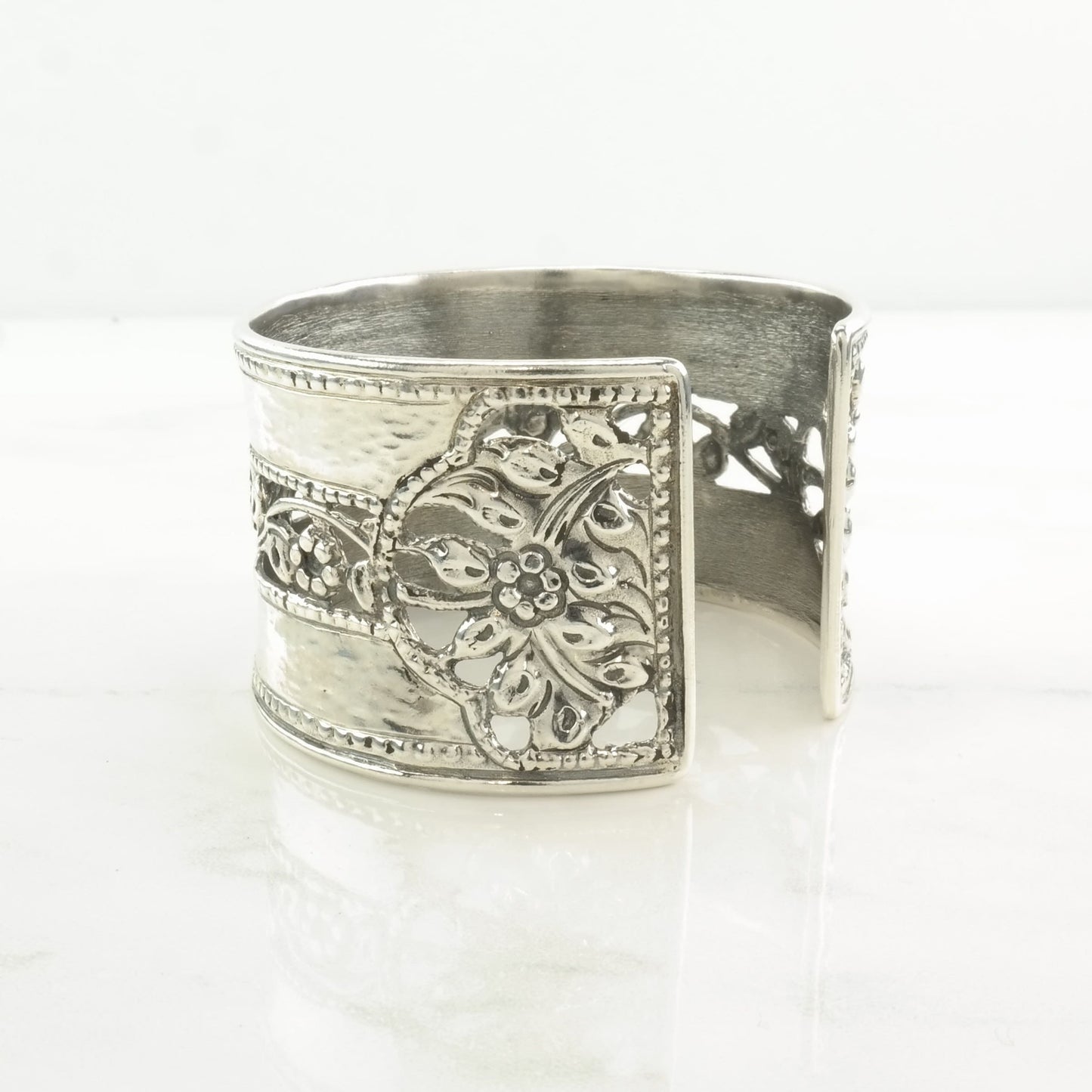 Israel Sterling Silver Cuff Bracelet Floral