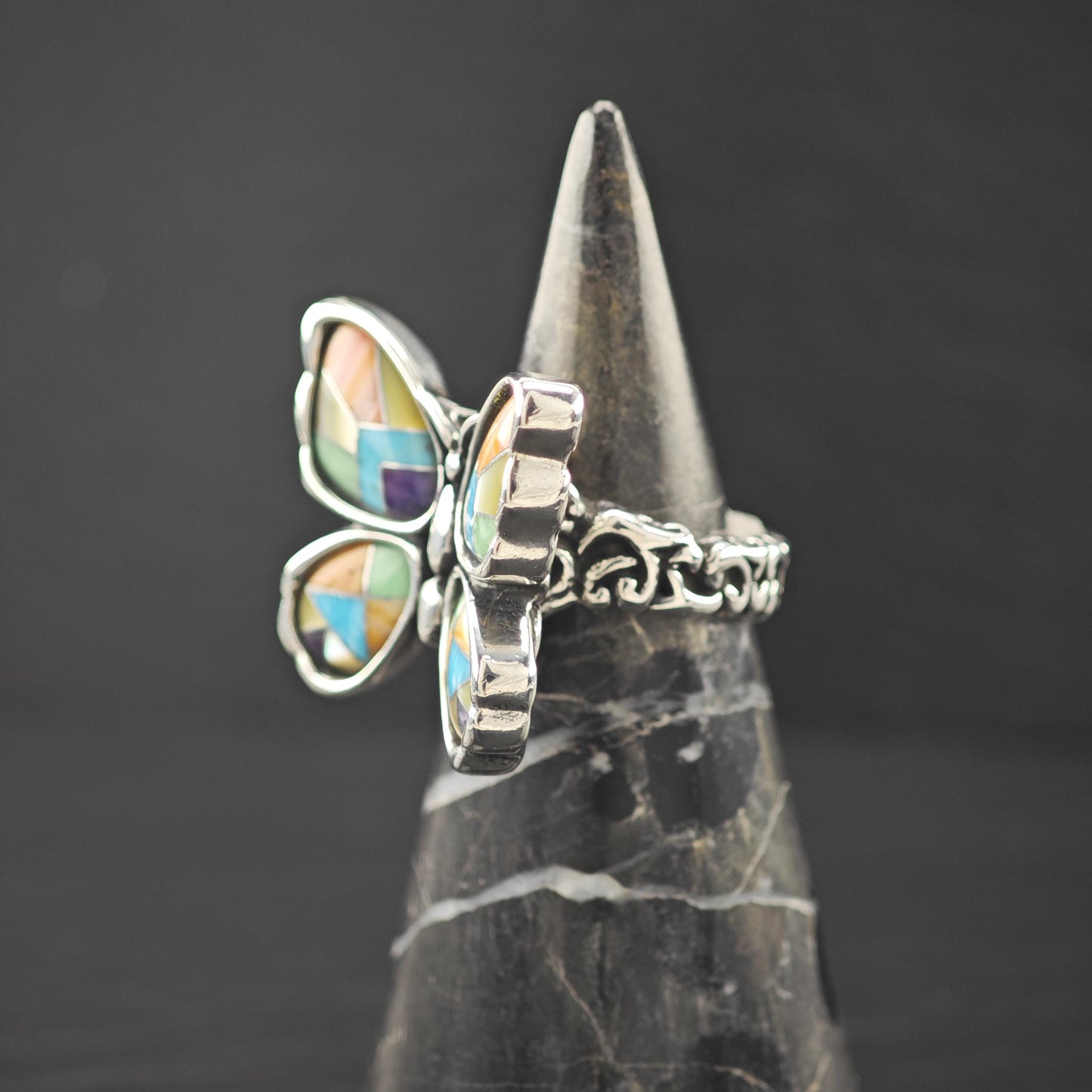 Carolyn Pollack Butterfly Inlay Ring Sterling Silver
