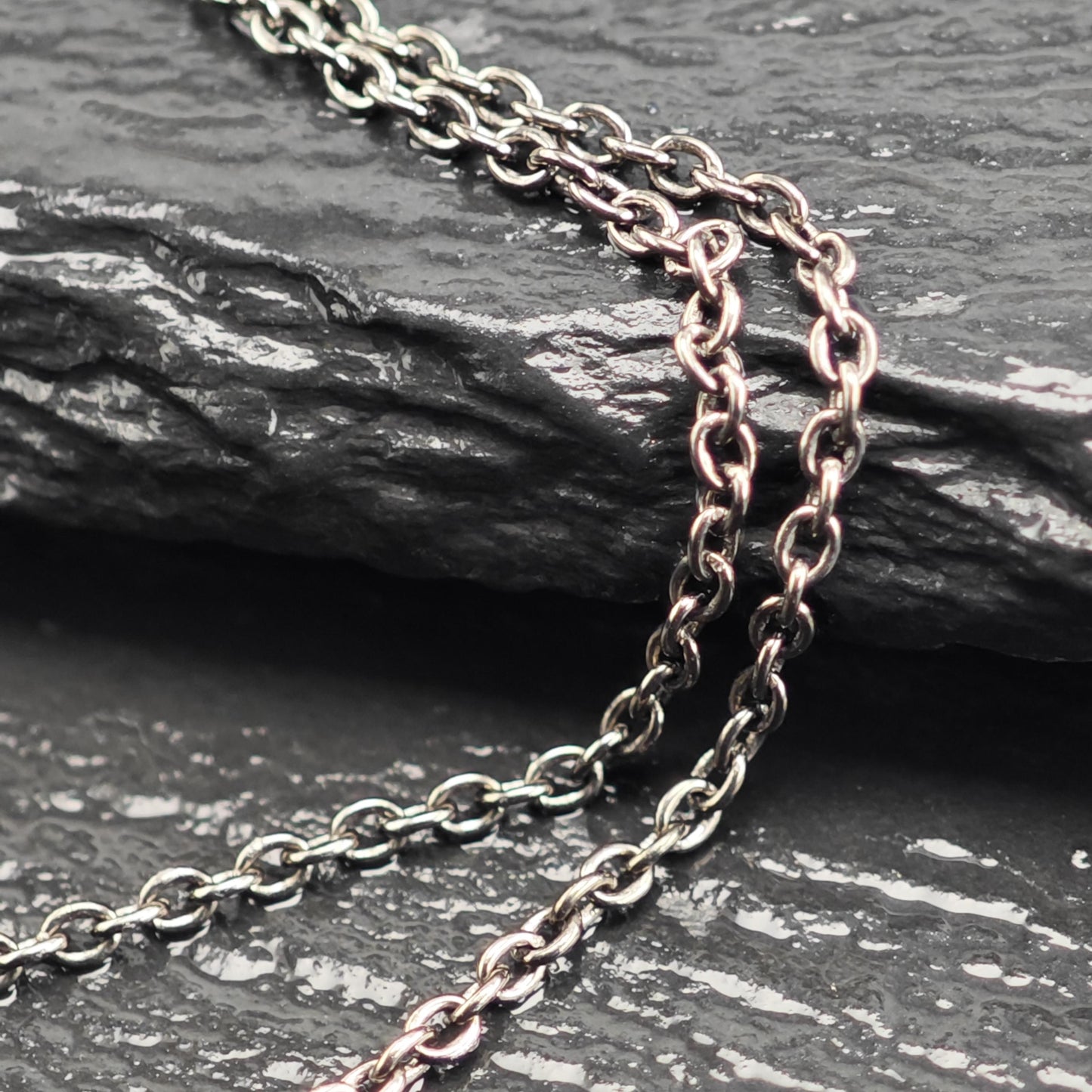 Black Oxidized Adjustable Link Chain Sterling Silver Necklace N2764