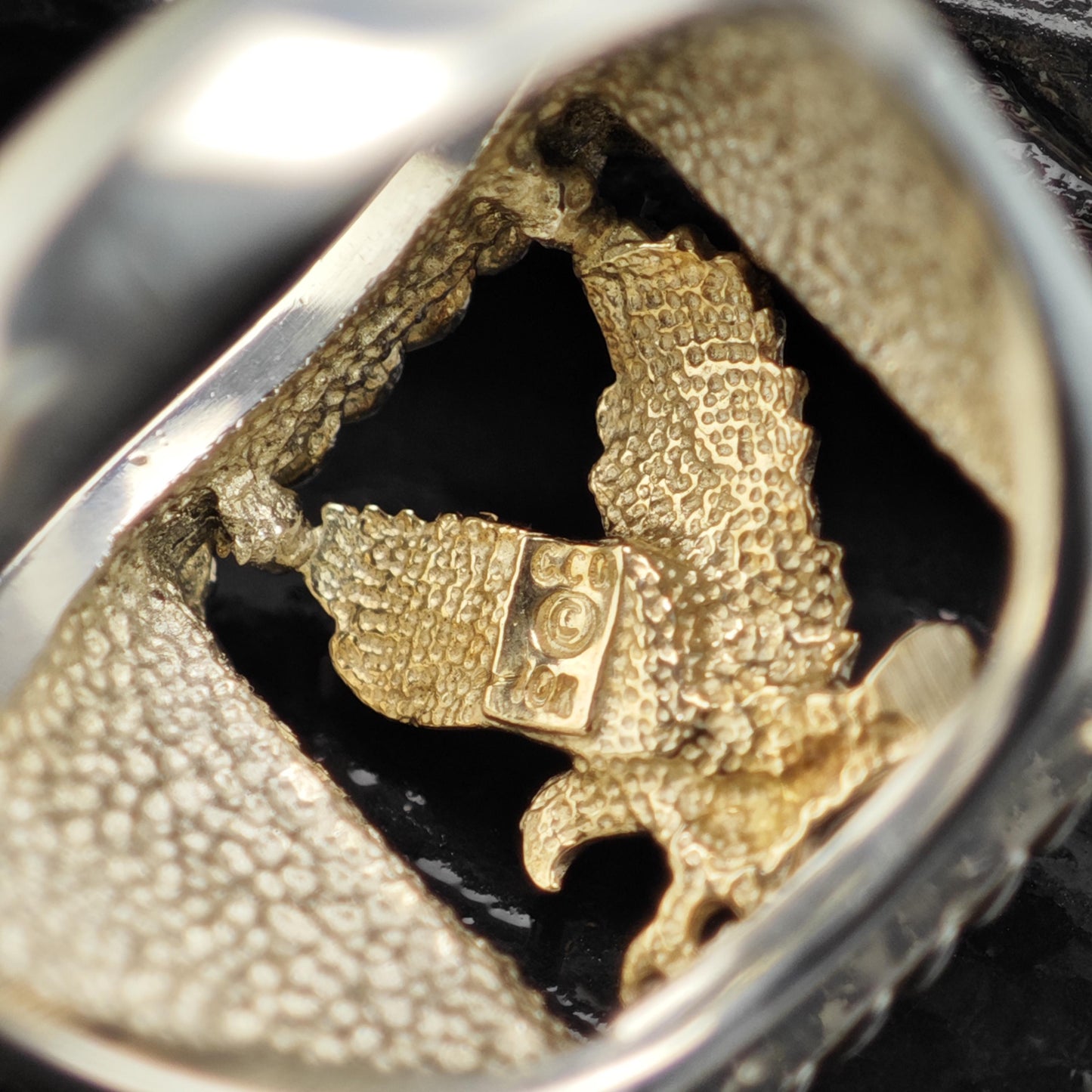 CCO Hills Tri-Color 10K Gold Eagle Sterling Silver Ring Sz 11 R6716