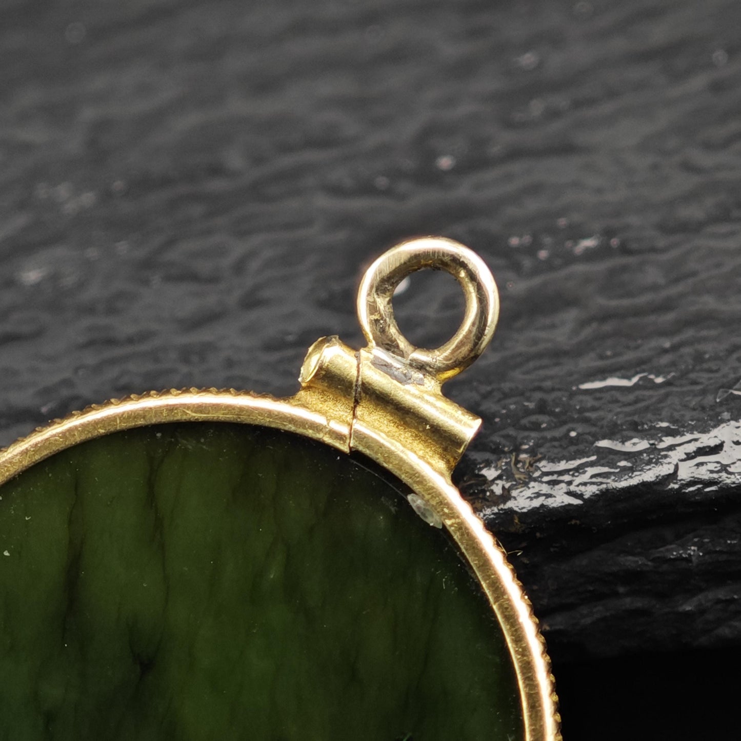 Gold Fill Nephrite Jade Virgo Zodiac Coin Pendant P3083