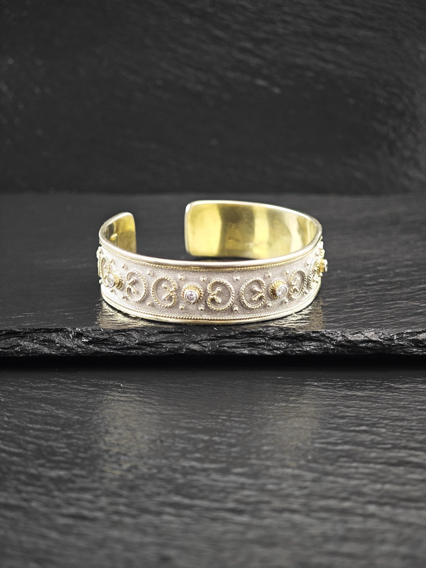 Greece Gkikas Gold Tone, Gilded Cuff Bracelet Sterling Silver