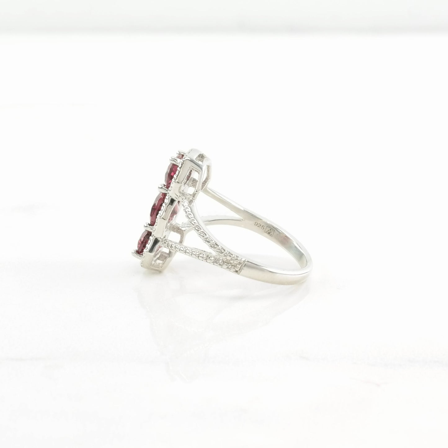 Sterling Silver Ring Pink Garnet Size 5