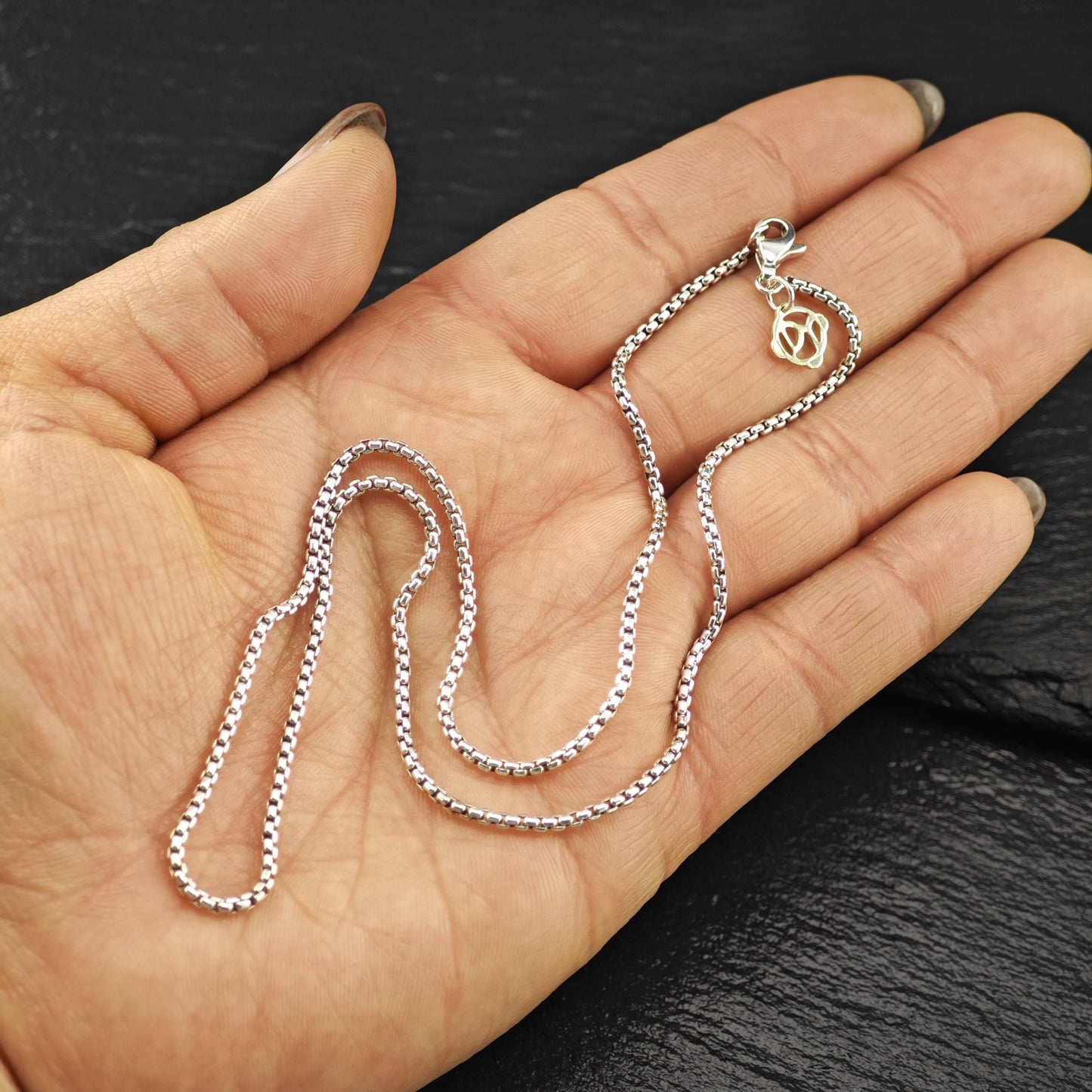 Vintage David Yurman Sterling Silver Gold 14K Gold Tag 2mm Box Chain Necklace