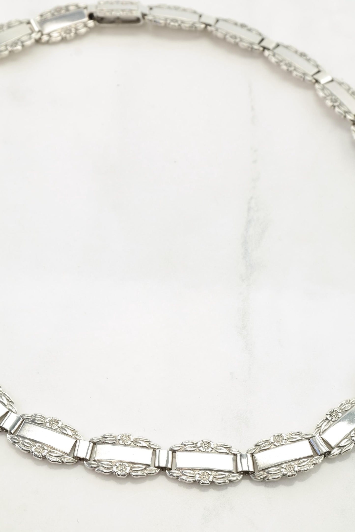 WWII Era Sterling Silver "Forget Me Not" Choker Necklace | 1940s | Engravable