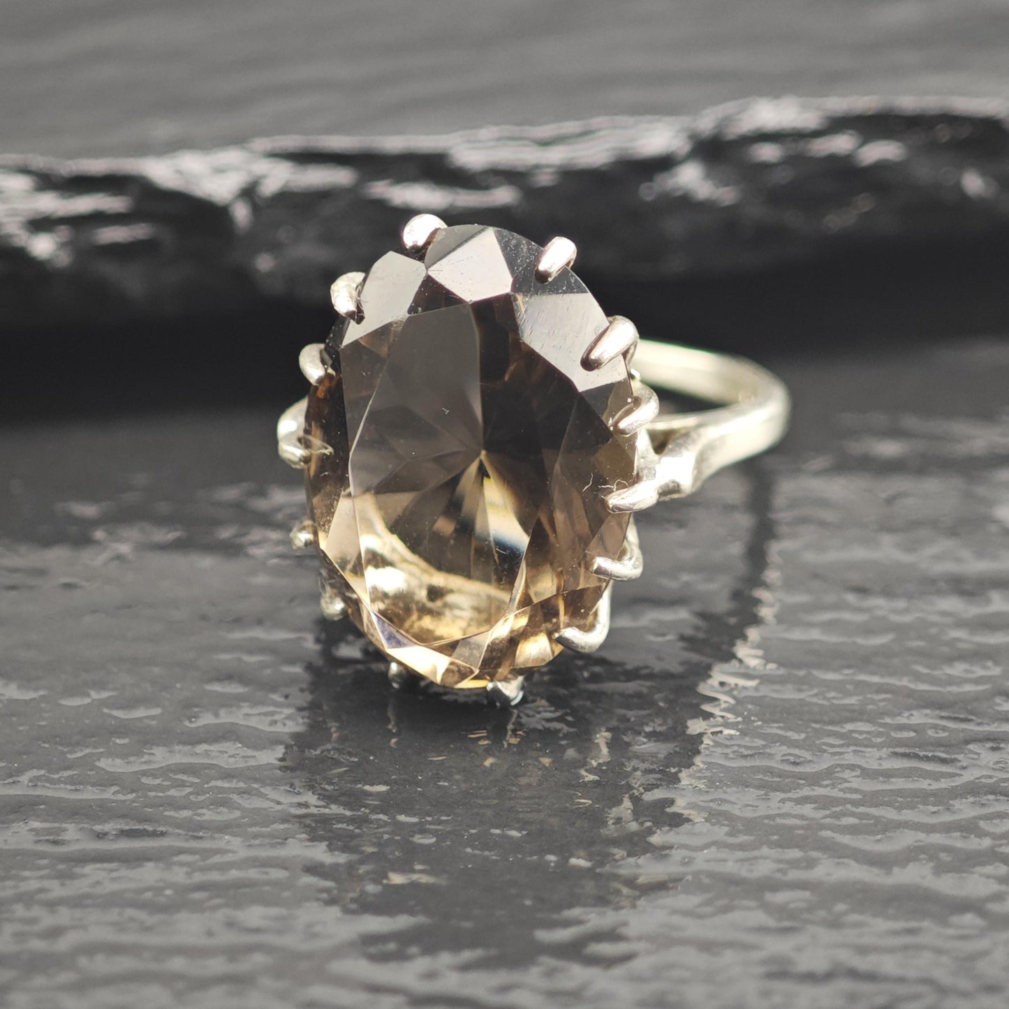 Smoky Quartz Sterling Silver Ring Sz 5 1/2 R6679