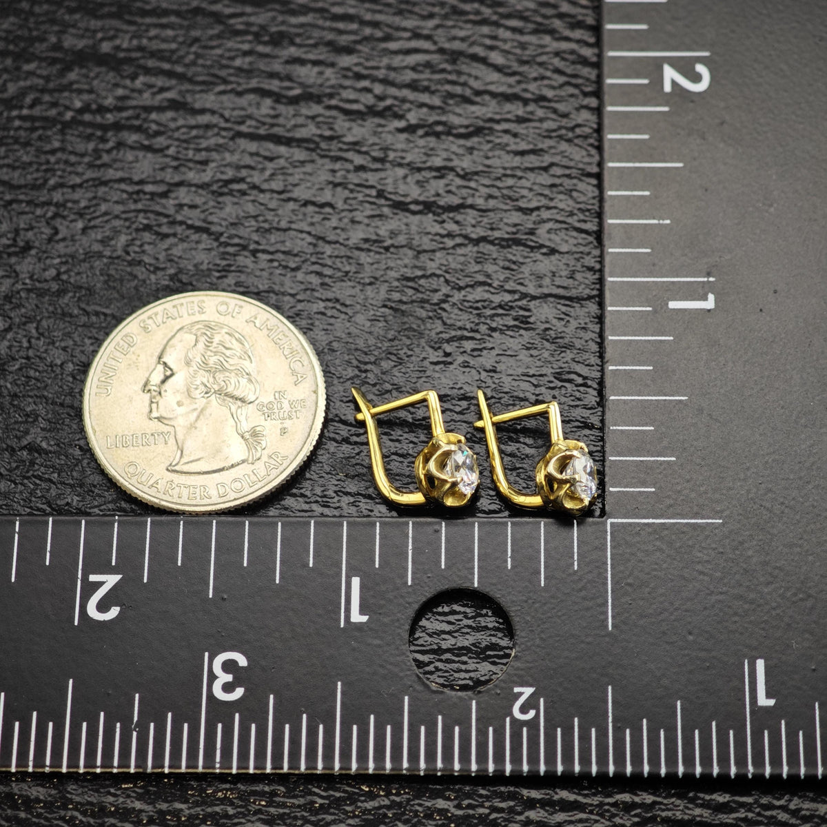 CZ Buttercup 14K Gold Lever Back Earrings ER3222