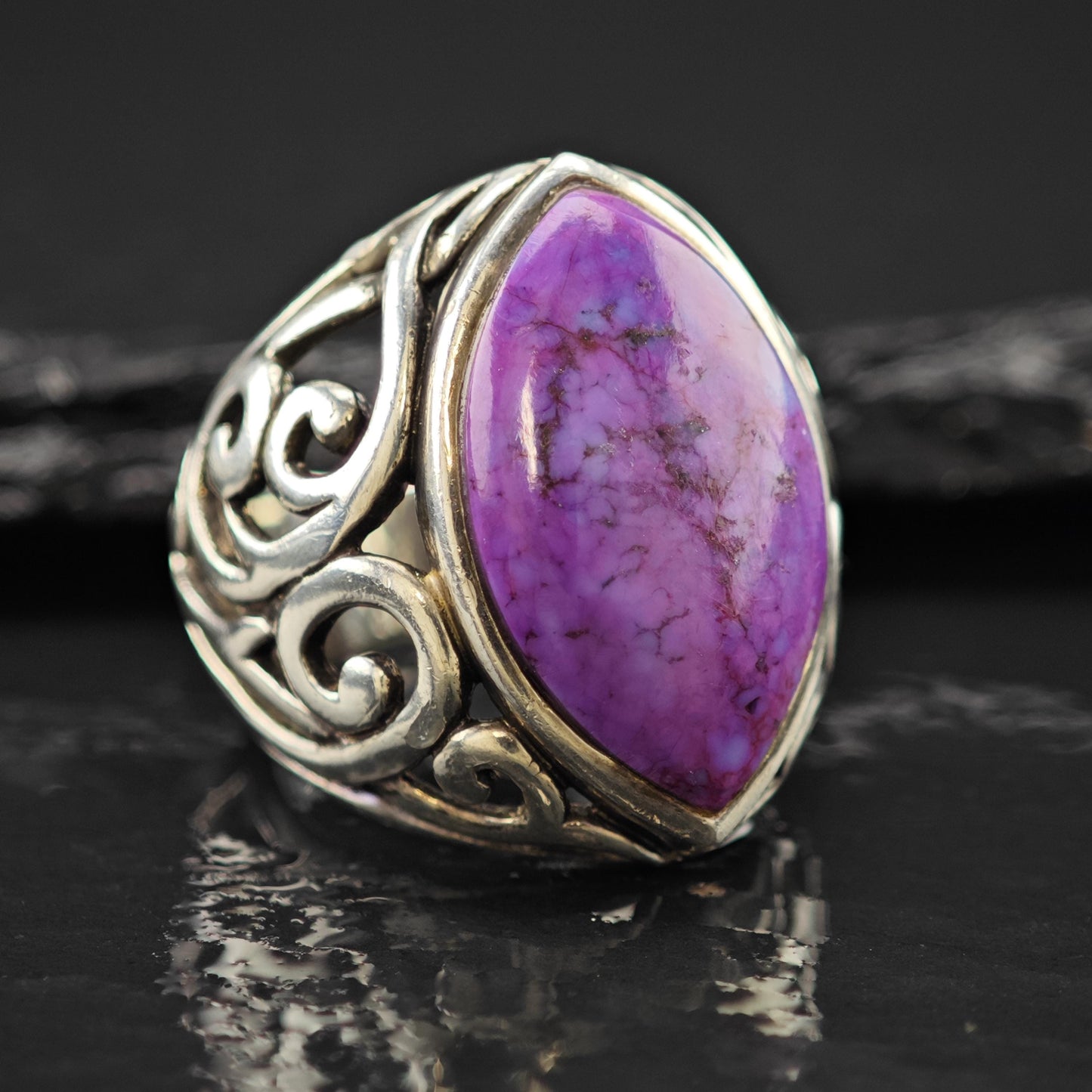 Purple Mojave Statement Ring Sterling Silver Size 5 3/4 R6082