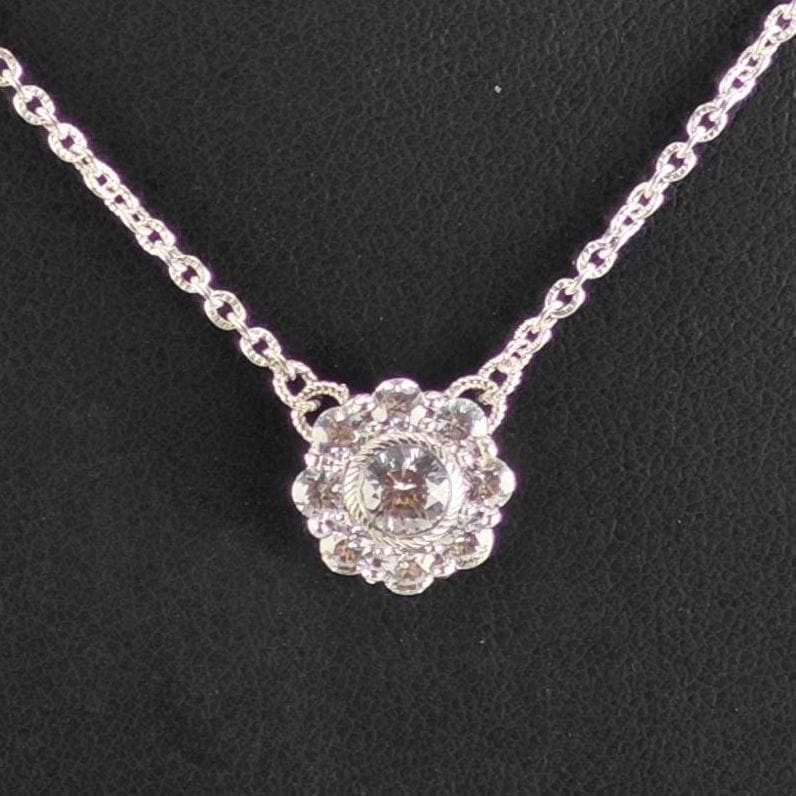 Vintage Judith Ripka CZ Cluster Sterling Silver Necklace N2802