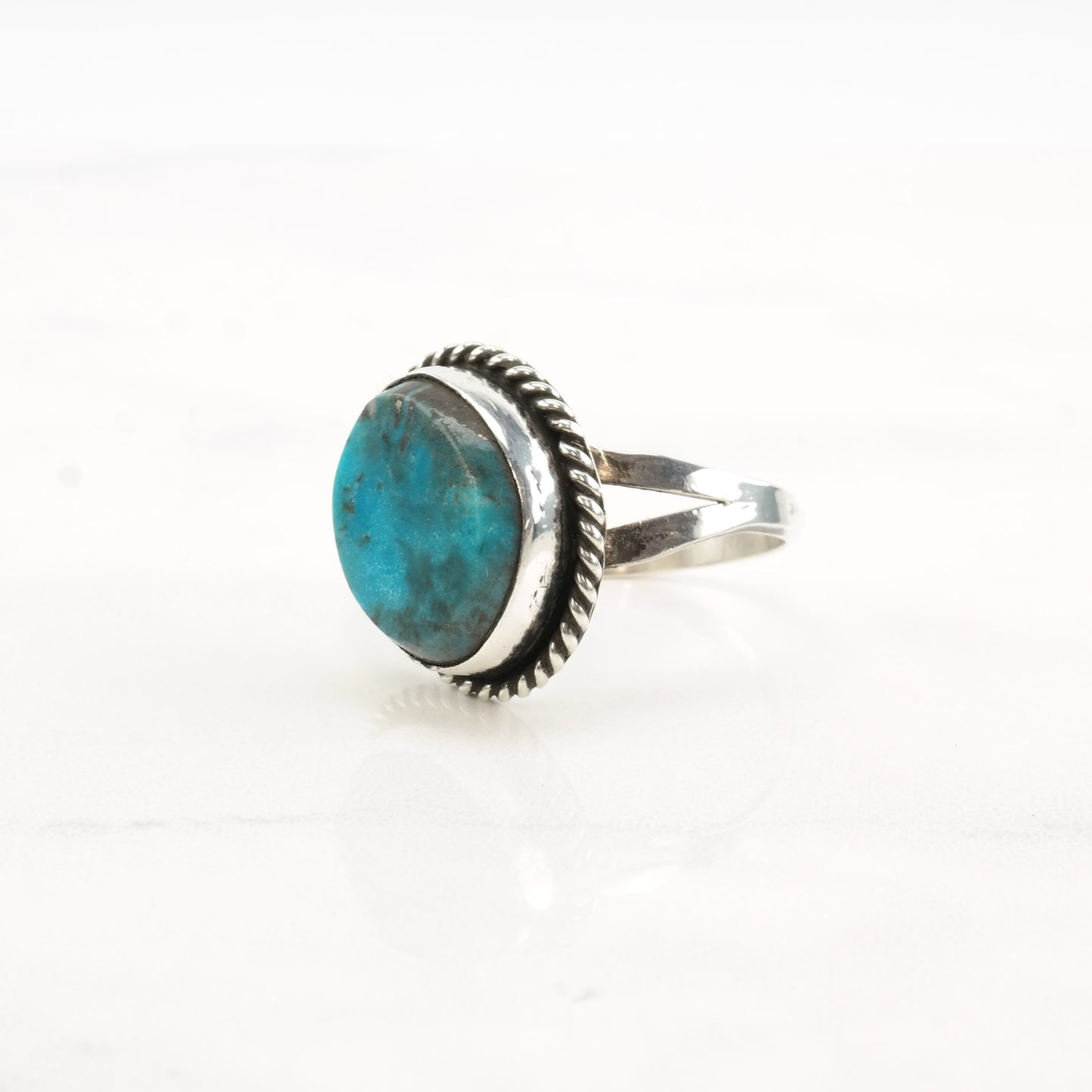 Native American Silver Ring Turquoise Sterling Size 9 1/2