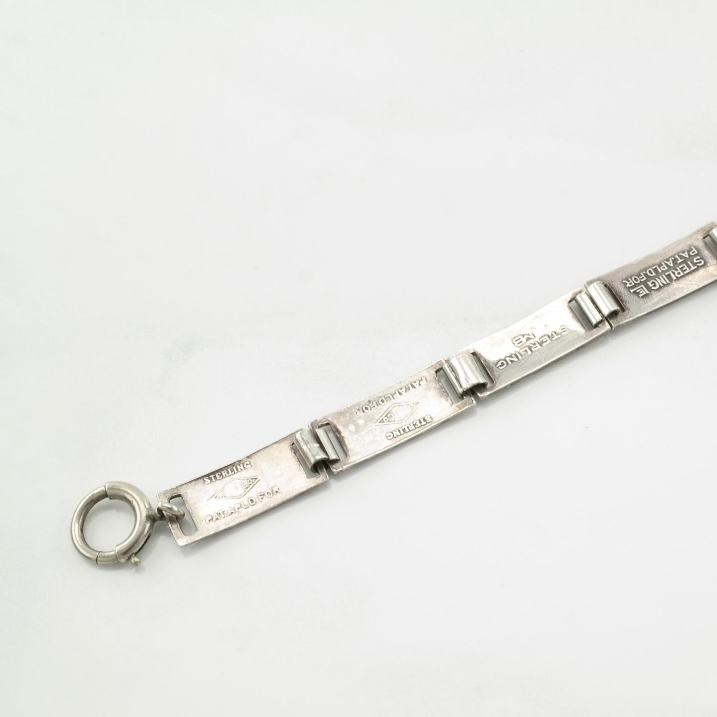 Art Deco Sterling Silver Link Bracelet Engraved Initials Names