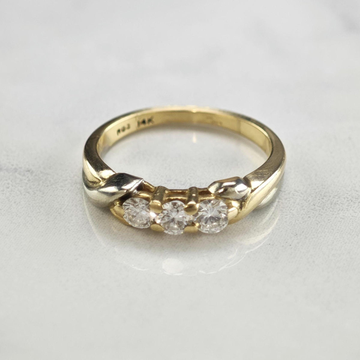 Three Year Anniversary Band .50cttw 14K Yellow Gold Ring Sz 6 1/2 R6783