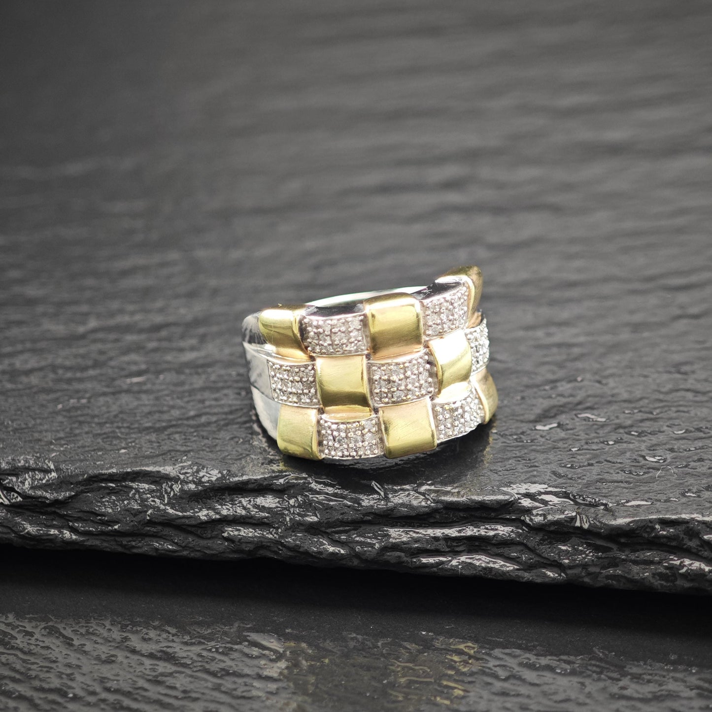 Sterling Silver Gold Gilded Diamond Ring JWBR