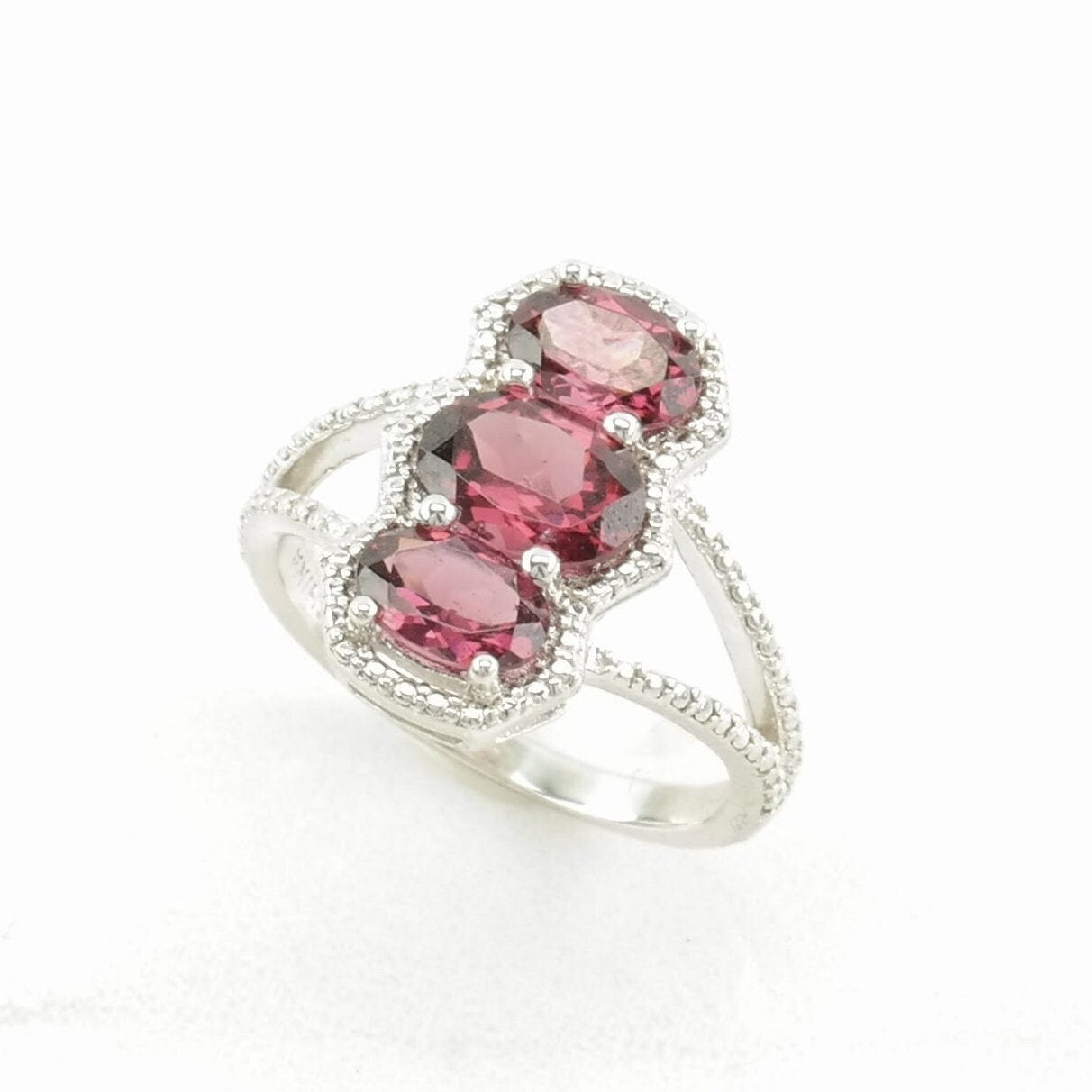 Sterling Silver Ring Pink Garnet Size 5