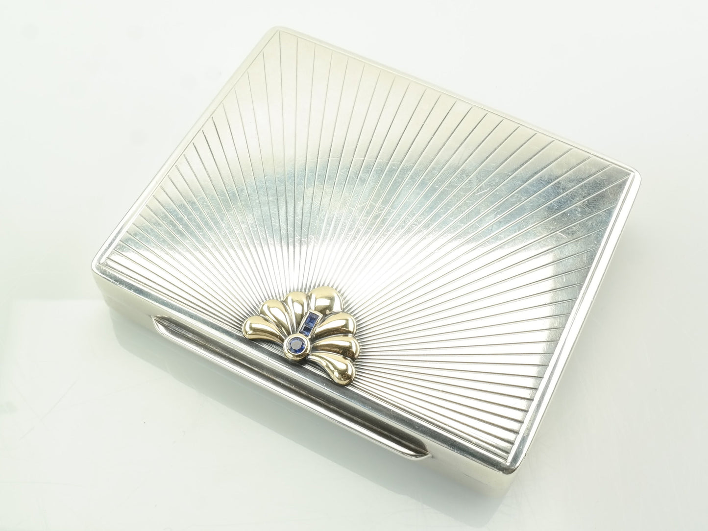 Vintage Sterling Silver Sapphire Art Deco Silver Box
