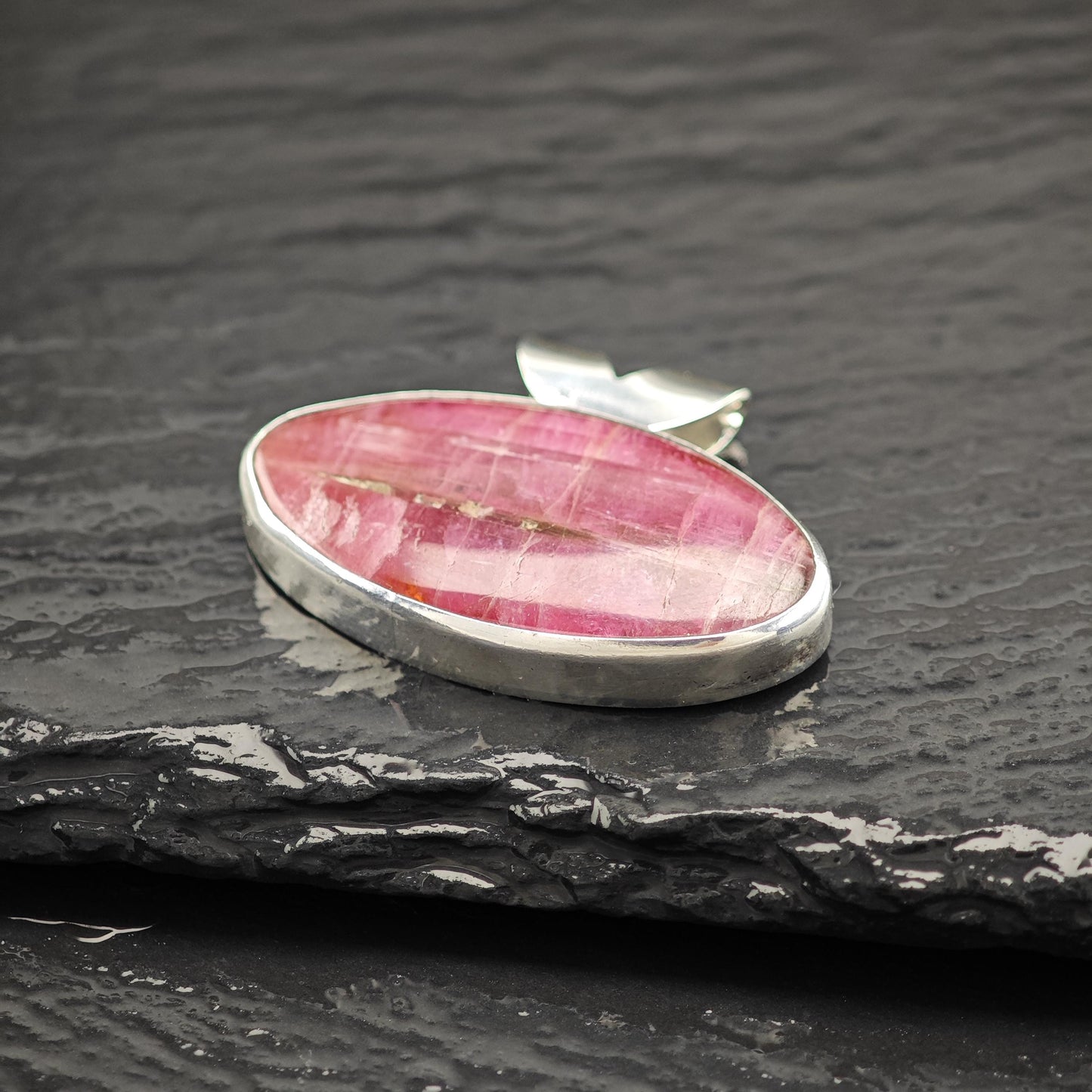 Vintage Pink Gemstone Pendant Sterling Silver