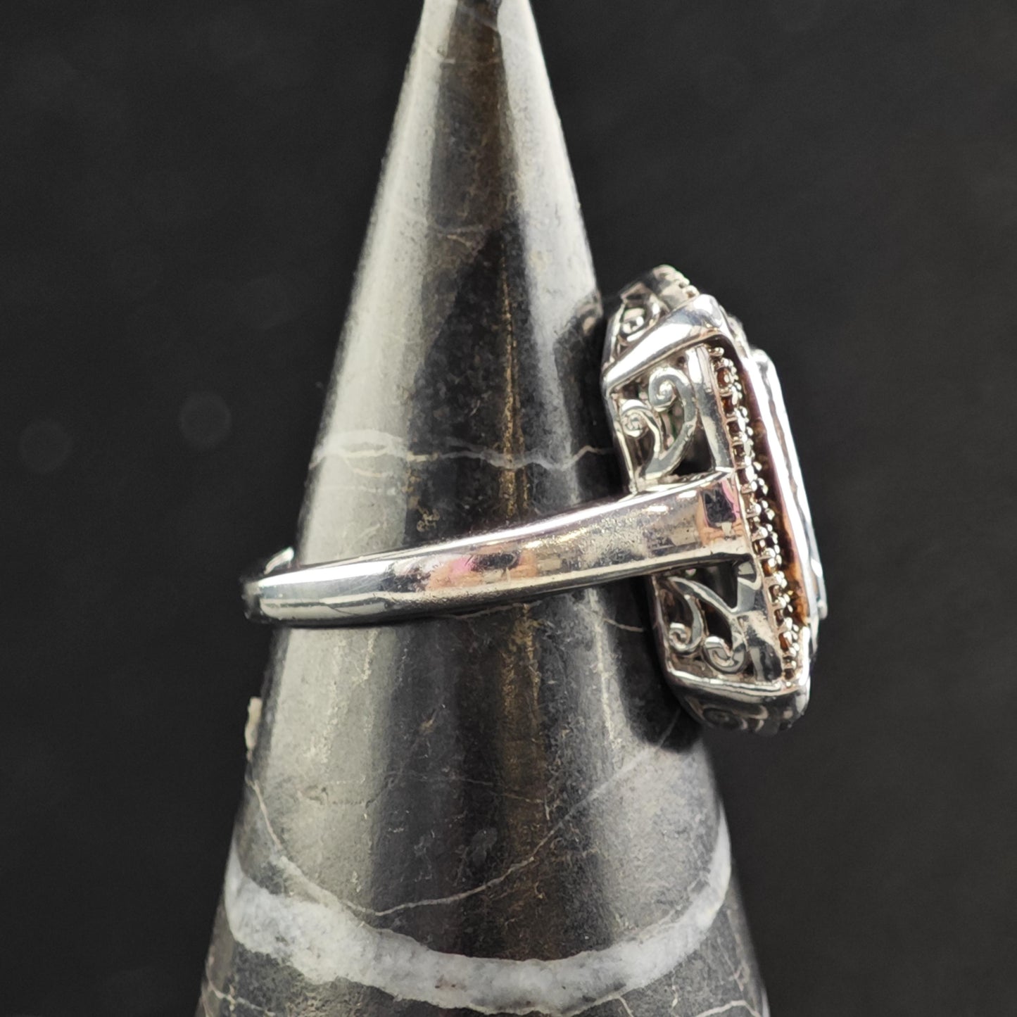 1 cttw Brown & White Diamond Sterling Silver Ring Sz 6 R6573