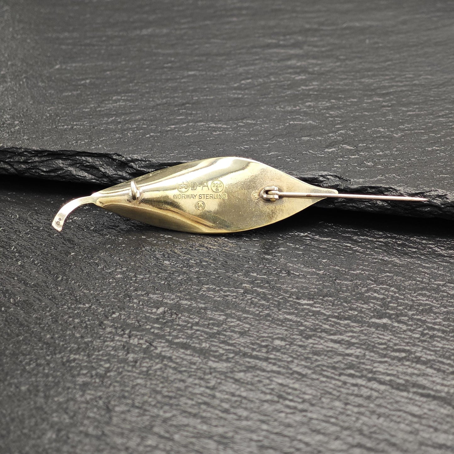 David Anderson Floral Sterling Silver Brooch White Gold Enamel Repaired