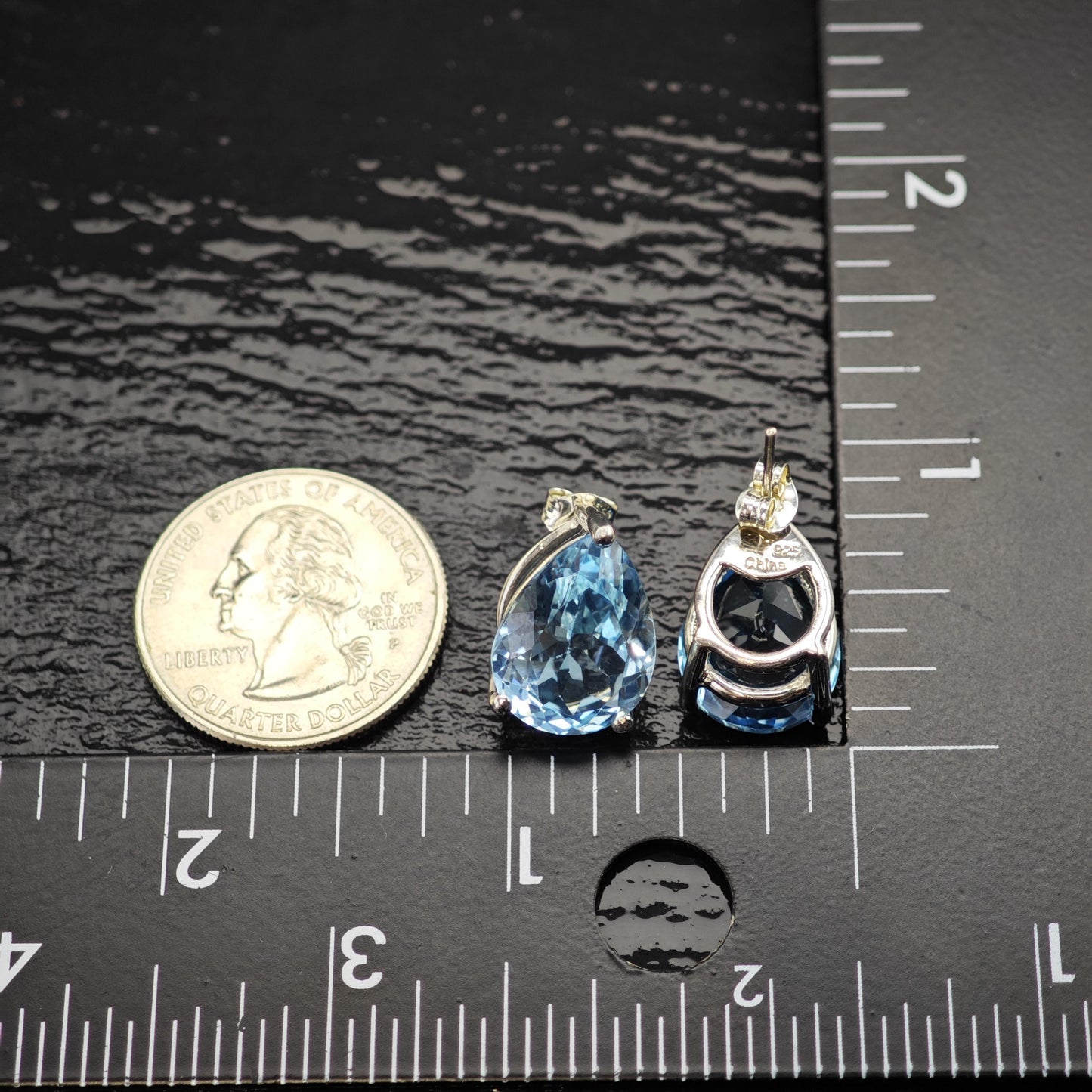 20cttw Topaz Teardrop Stud Sterling Silver Earrings ER3122