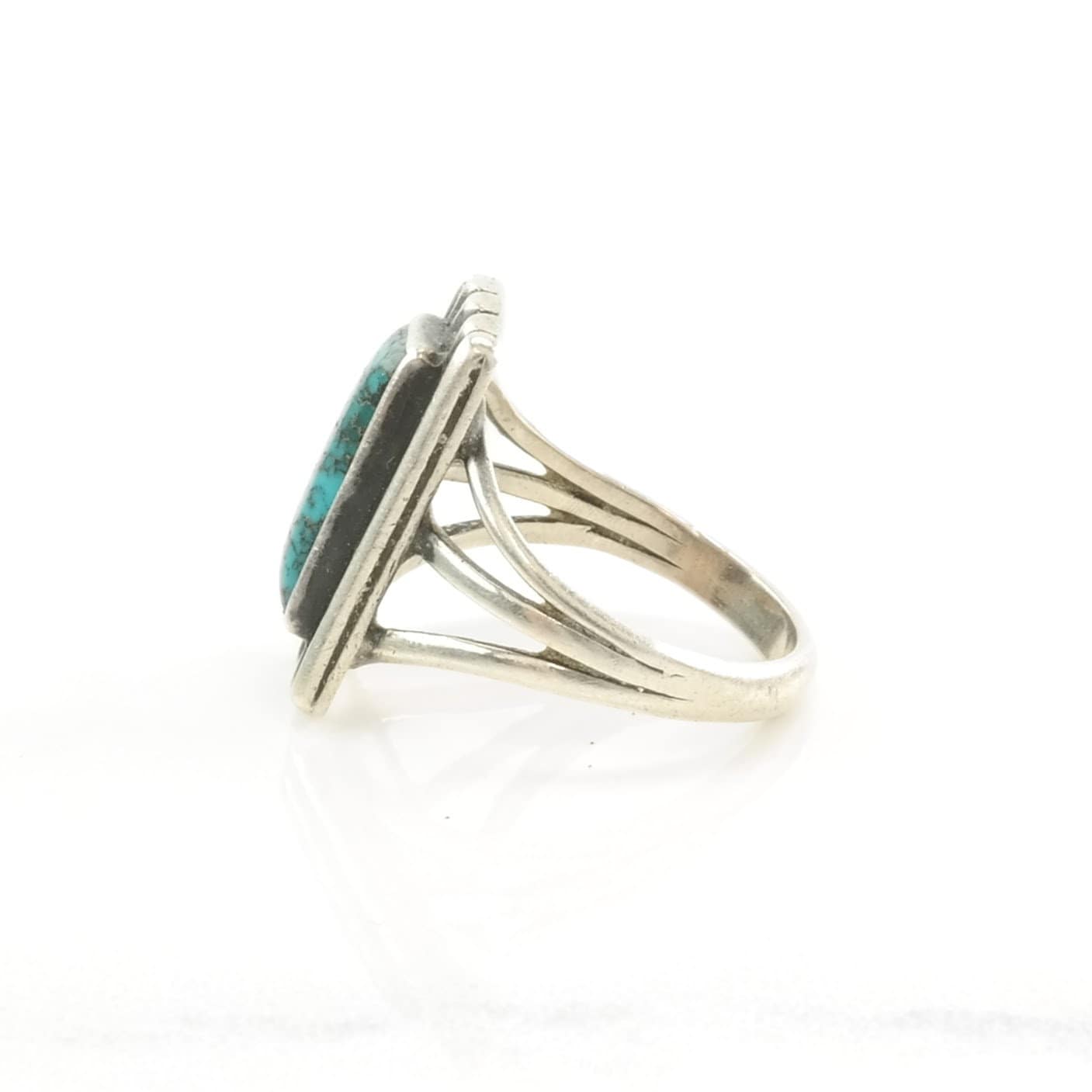 Sterling Silver Ring Turquoise Lone Mountain Blue Size 6 3/4