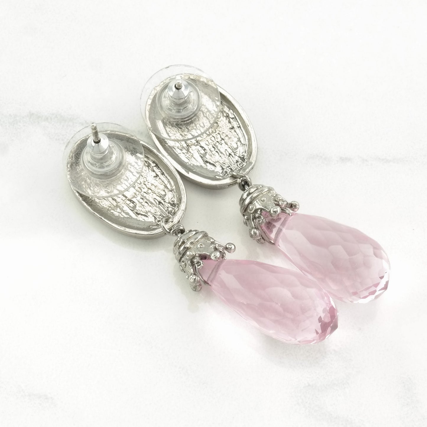 Sevan Sterling Silver Pink Stone Teardrop Earrings Stud/Dangle