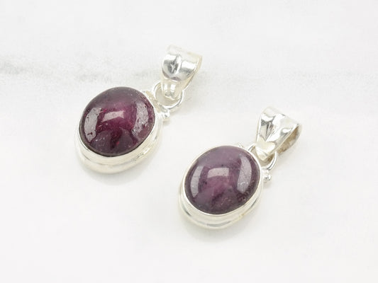 Choice of Vintage Modernist Star Ruby Sterling Silver Pendant