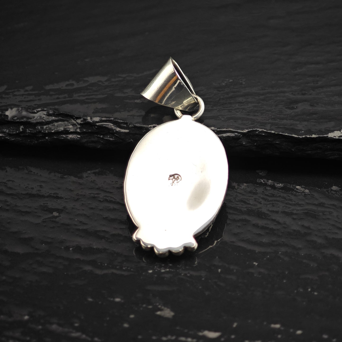 Vintage Running Bear Charoite Pendant Sterling Silver P3065