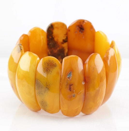 Amber Stone Graduated Stretch Bracelet 8"