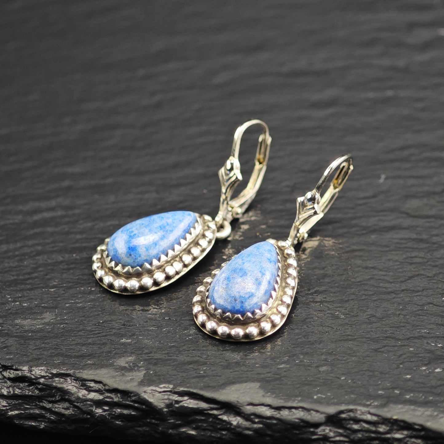 Carol Felley Blue Sodalite Sterling Silver Latch Back/Dangle Earrings ER3113
