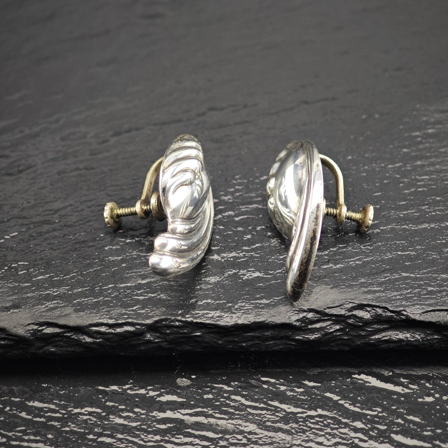 Abstract Taxco Screw Back Sterling Silver Earrings ER3186